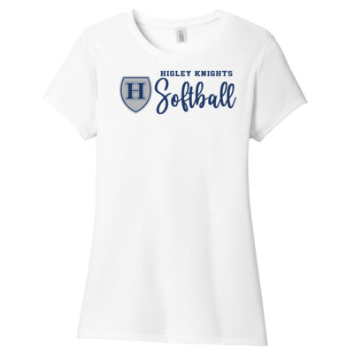 Ladies Tri-Blend Tee - cursive softball white tee Thumbnail