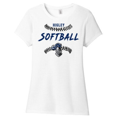 Ladies Tri-Blend Tee - softball laces white tee Thumbnail